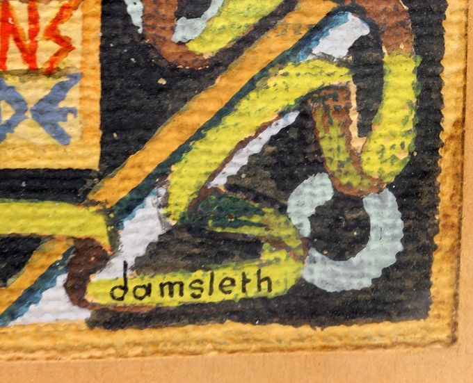 Detalj med signatur av Damsleth