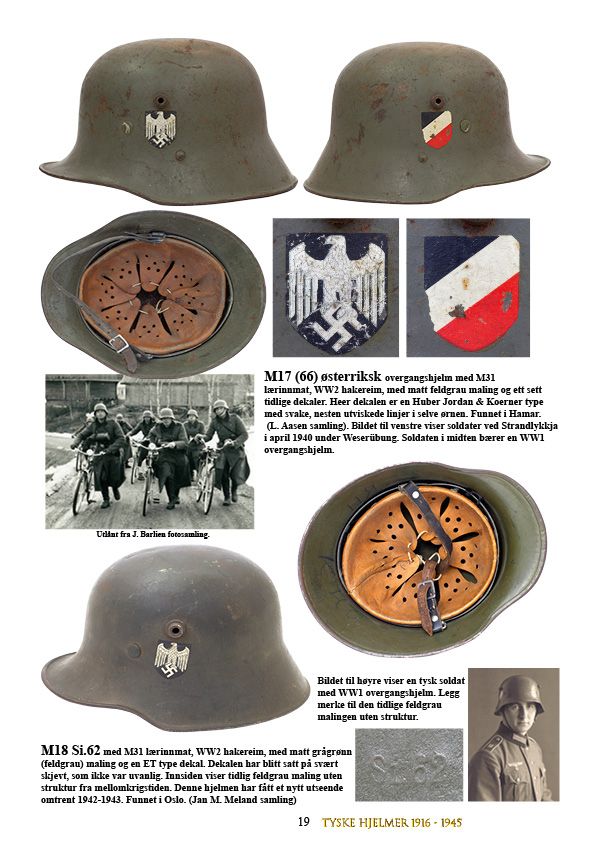 Transitionals hjelmer funnet i Norge. Begge er 1. verdenskrigshjelmer brukt av Wehrmacht i 2. verdenskrig
